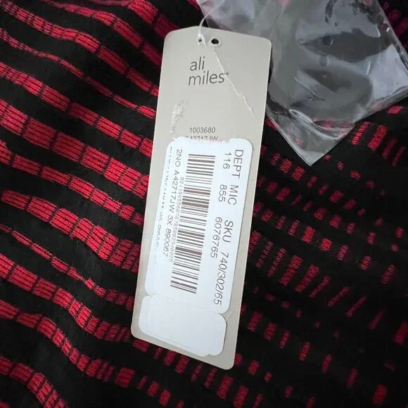 Ali Miles Womens Jacket Sz 3X Striped Art to Wear Wearable Art Red Black Stretch - Picture 10 of 12